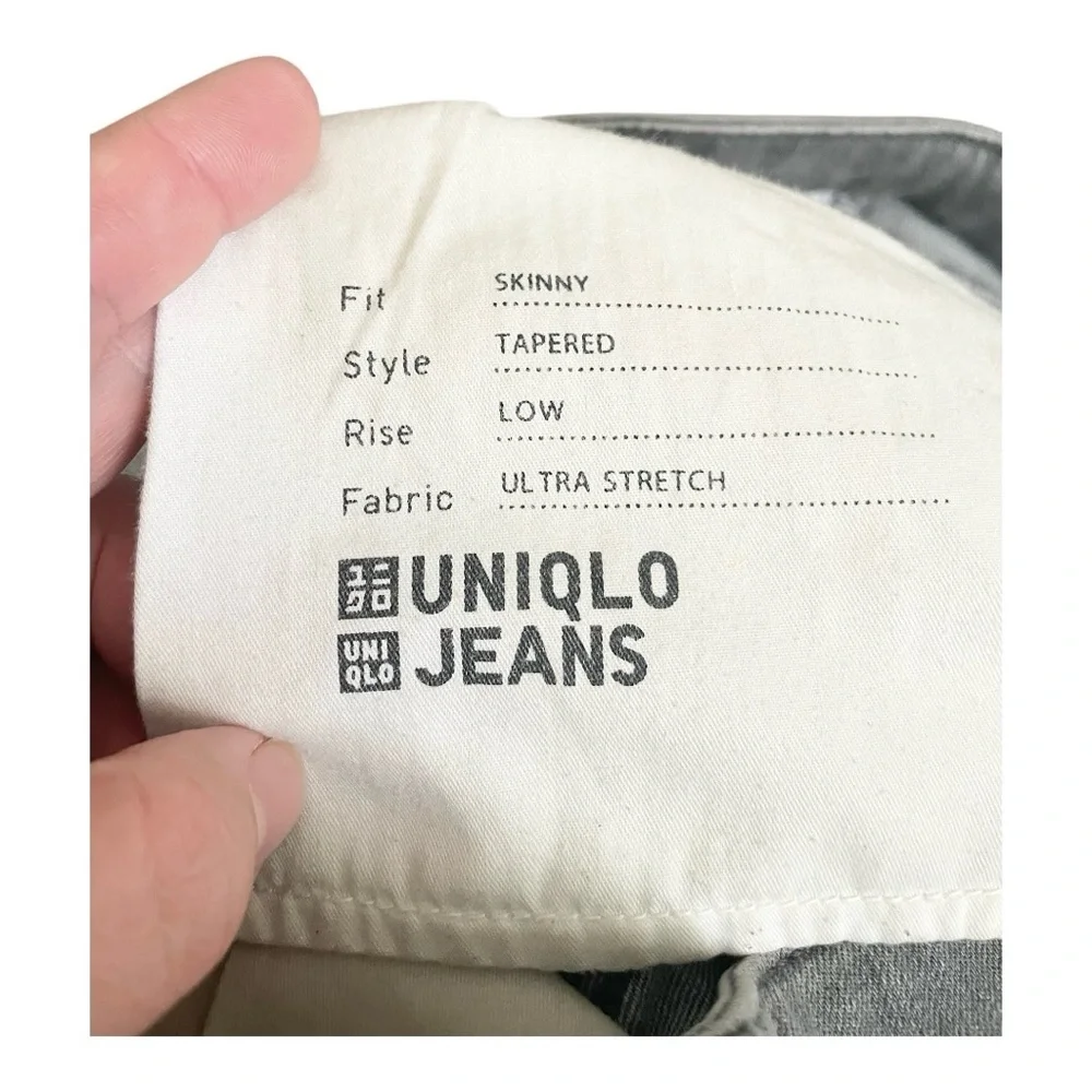 Uniqlo Jeans Men Skinny Tapered Ultra Stretch Low Rise 40x34 Hipster Casual Tall